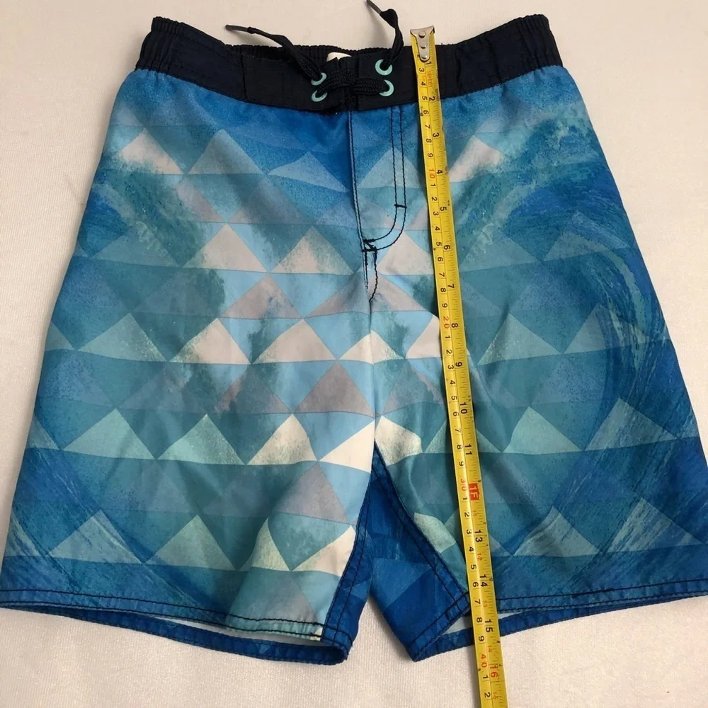 Old Navy blue green drawstring swim trunks S = 6/7